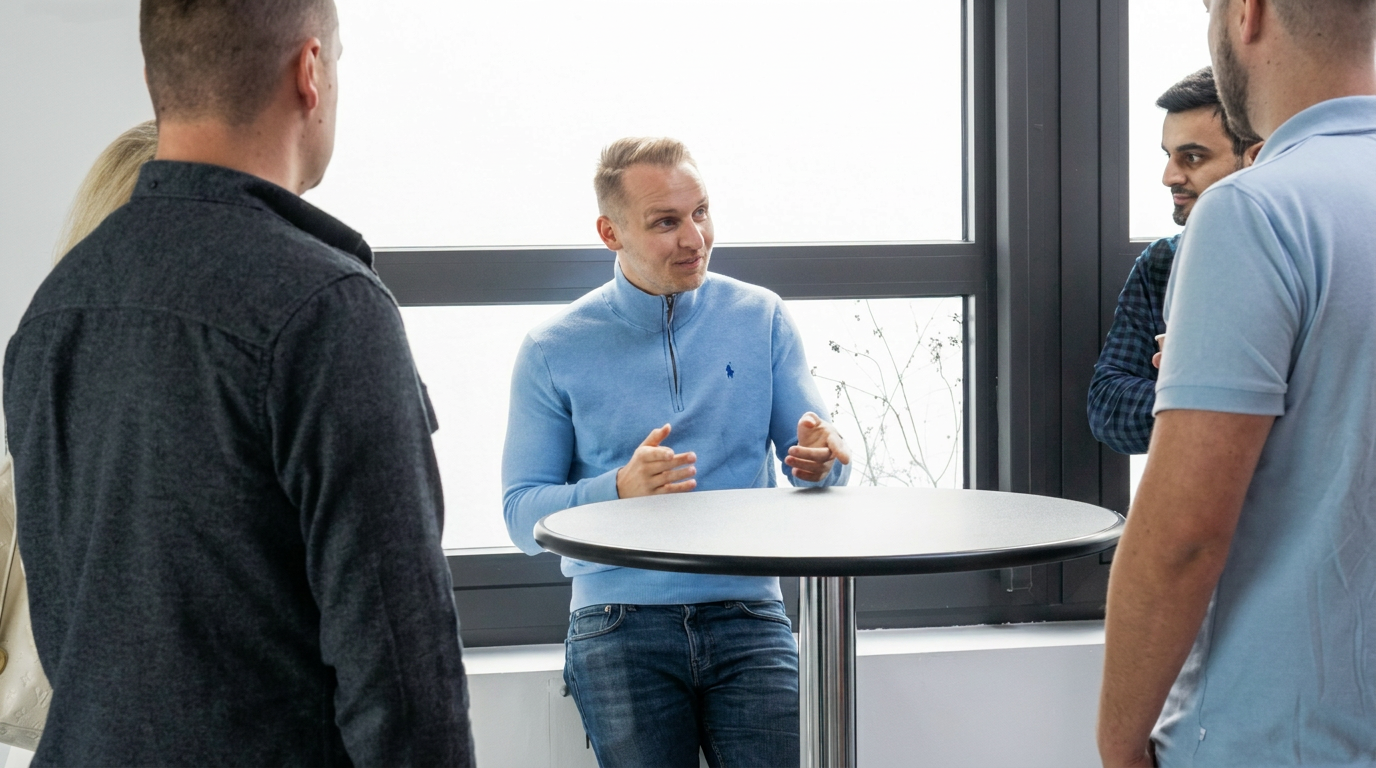 Strategiegespräch am Stehtisch